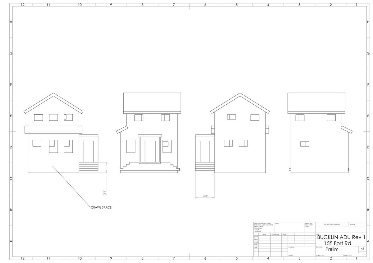 Elevations of the proposed accessory dwelling unit